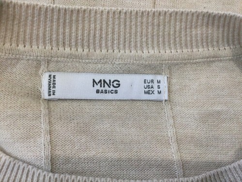 Mango basics top medium long sleeves round neck light brown cotton polyester - Picture 6 of 10
