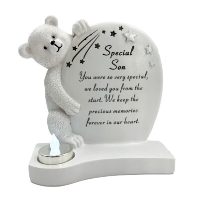 Besonderer Sohn Baby Junge Teddybär Sternschnuppe Denkmal Grab Ornament Plakette