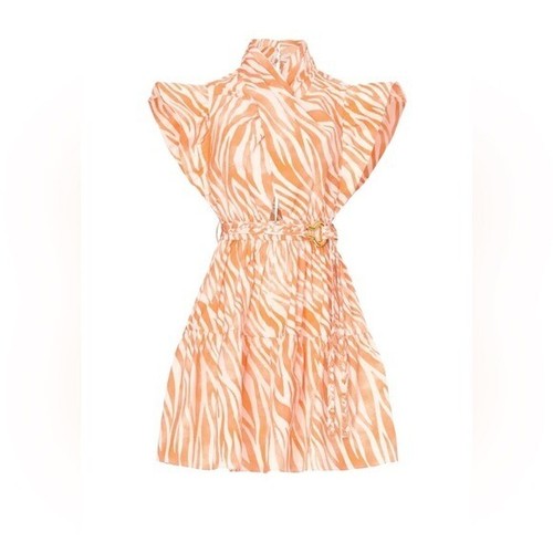 Derek Lam Collective Dress 38 Orange Zebra Cutout Mini Glamour Vixen Dreamy - Picture 7 of 14