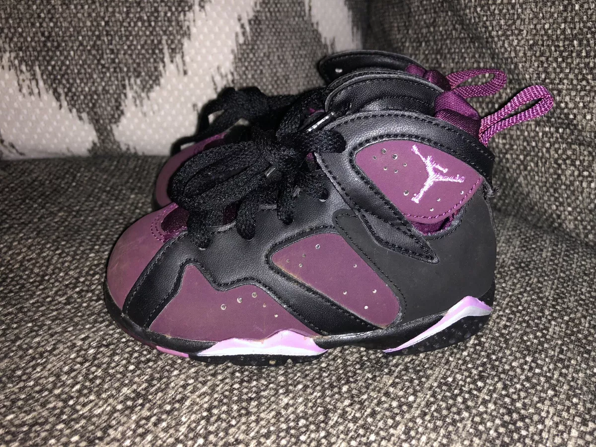 Nike Air Jordan 7 Retro Size 6C Toddler Shoes Black Fuschia Mulberry 705418 009
