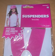 Suspenders Clown Fancy Dress Up Adult Child Unisex Costume Party Accessory Pink