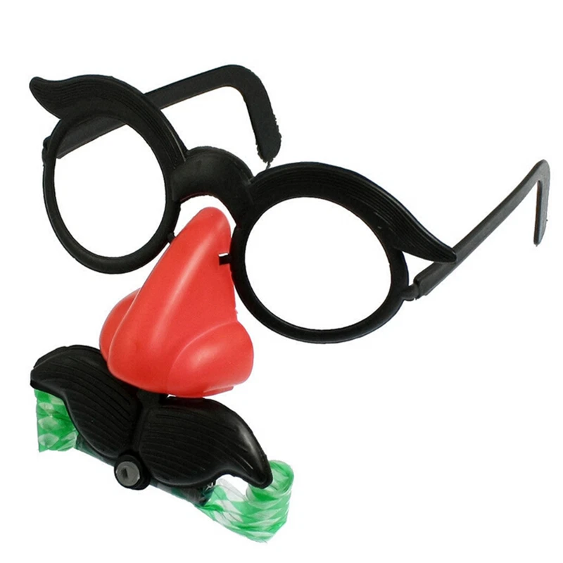 2x Funny Clown Glasses Costume Ball Round Frame Red Nose w/Whistle Mustache  H:LU | eBay