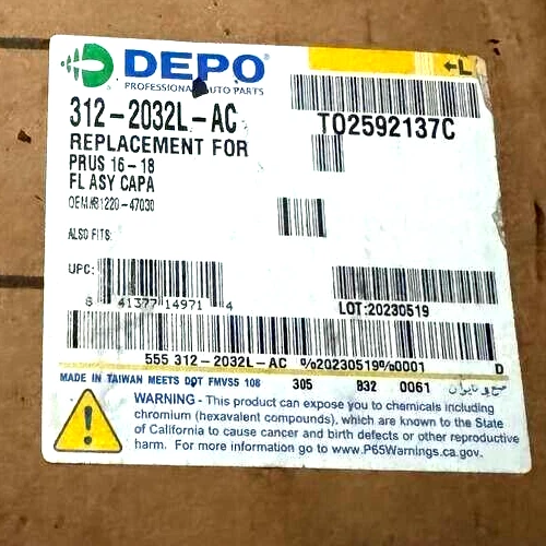 Conjunto de luces antiniebla izquierda Depo 312-2032L-AC para Toyota Prius 2016-2018 NUEVO Foto 2 de 2