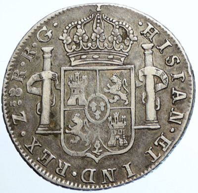 1821 Zs RG MEXICO SPAIN King FERDINAND VII Antique Silver 8 1821 Zs RG MEXICO SPAIN King FERDINAND VII Antique Silver 8