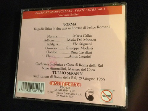 Edizione MARIA CALLAS - Fonit Cetra Vol. 1 (1997): Bellini NORMA (1955) 2 CD Set - Afbeelding 2 van 9