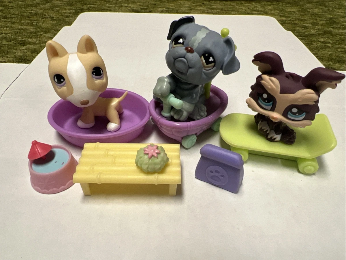Figurine My Littlest Pet Shop LPS - Chien Bull Terrier N°1095 Hasbro, Authentique