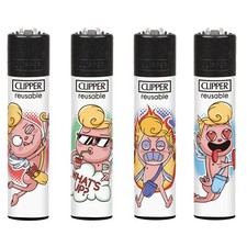 Accendini clipper large collezione completa Funny Cupid 4 pezzi ricaricabile