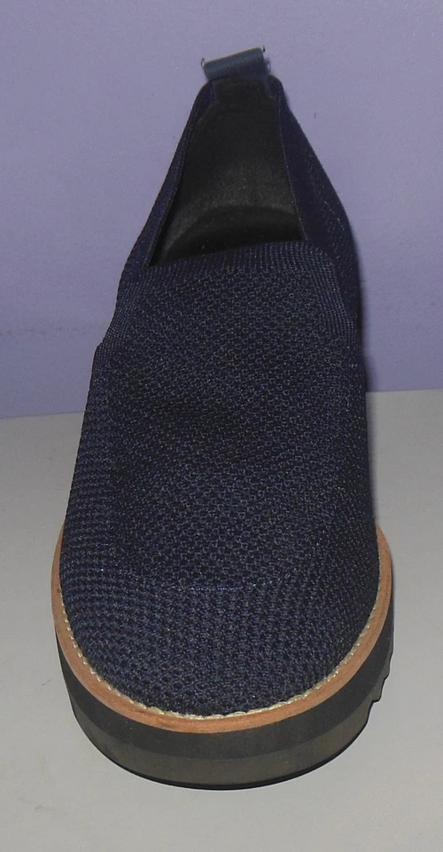 Eileen Fisher Ergos Navy Blue Recycled Stretch Knit Wedge Heel Loafers Size 10 - Image 3 of 4