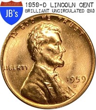 1959-D Lincoln Memorial Cent Penny 1c- BRILLIANT UNCIRCULATED (BU)