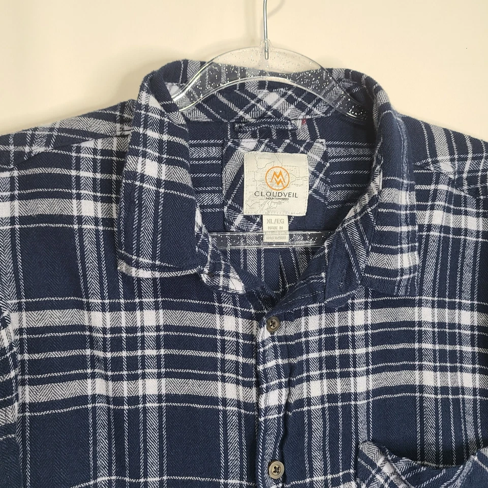 CloudVeil Soft Blue Plaid Long Sleeve Casual Button Shirt Mens XL Outdoor - Image 2 of 4