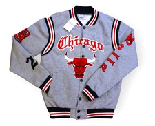 BLACKOFF AUTHENTICS "CHICAGO BULLS" VARSITY JACKET Grey