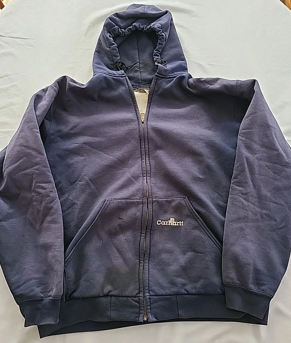 Vintage Carhartt Men's Thermal Lined Full Zip Hoodie Size Large READ
