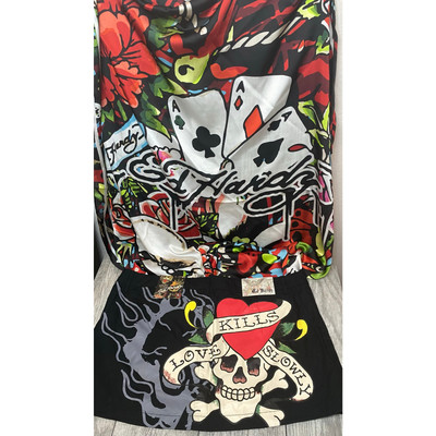 Ed Hardy Mini Skirt and Bandana Scarf Set Love Kills Slowly Y2K | eBay