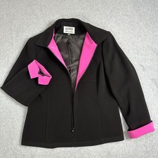 Kasper A.S.L Petites Size 14P Zippered Front Black  Pink Dress Blazer