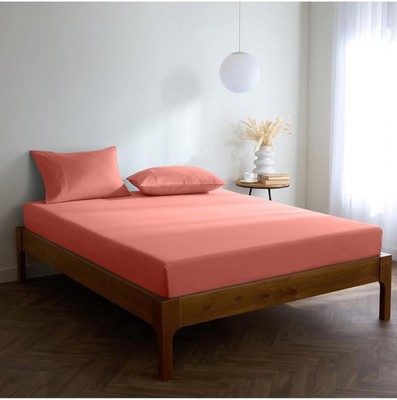 Mellanni Doppel Spannbettlaken - - 30 cm tief (135 x 190 cm, koralle)