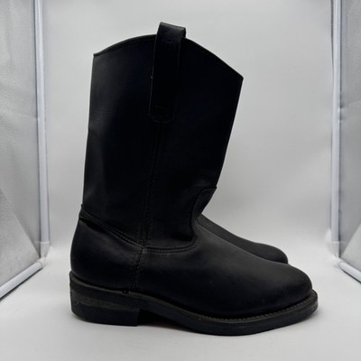 Red Wing Pecos 1116 Black Leather Pull On Motorcycle Boots Made in