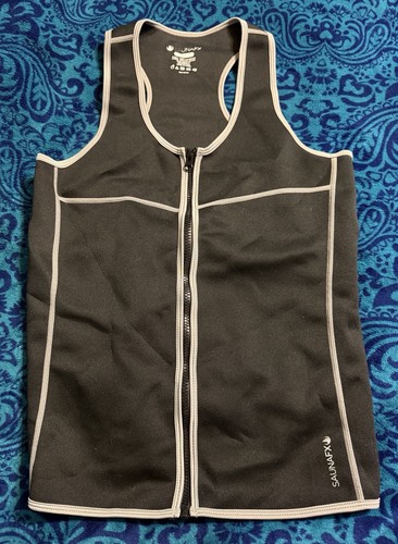 SaunaFX” Adult Slimming XL Black Gray Neoprene Sauna Vest Zippered Tank Top Slim