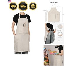 Painting Apron for Men and Women, Professional Cotton Canvas Bib