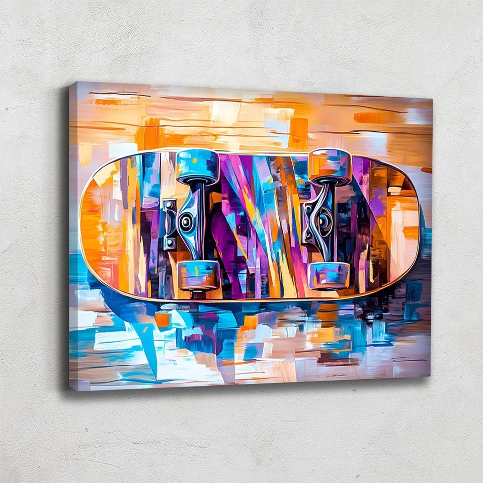 Impresión de arte de monopatín moderno abstracto enmarcado lienzo arte de pared arte urbano callejero Foto 2 de 4