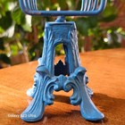 Cast Iron Pedestal Letter Napkin Holder Hand Towel Holder Ornate Blue Tabletop — photo 7