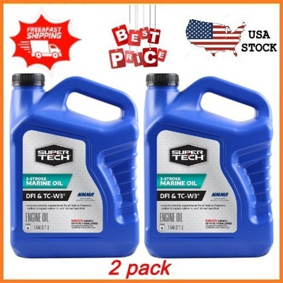 2 pack Super Tech TC-W3 High-Performance Marine Outboard 2 Cycle Engine Oil, 1 G