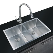 32" Undermount Kitchen Sink 16 Gauge Stainless Steel Sink 50/50 Double Bowl