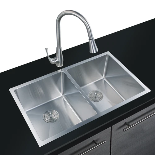 32" Undermount Kitchen Sink 16 Gauge Stainless Steel Sink 50/50 Double Bowl