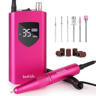 Professional Nail Drill 35000 RPM, Cordless Rechargeable Electric Nail File for