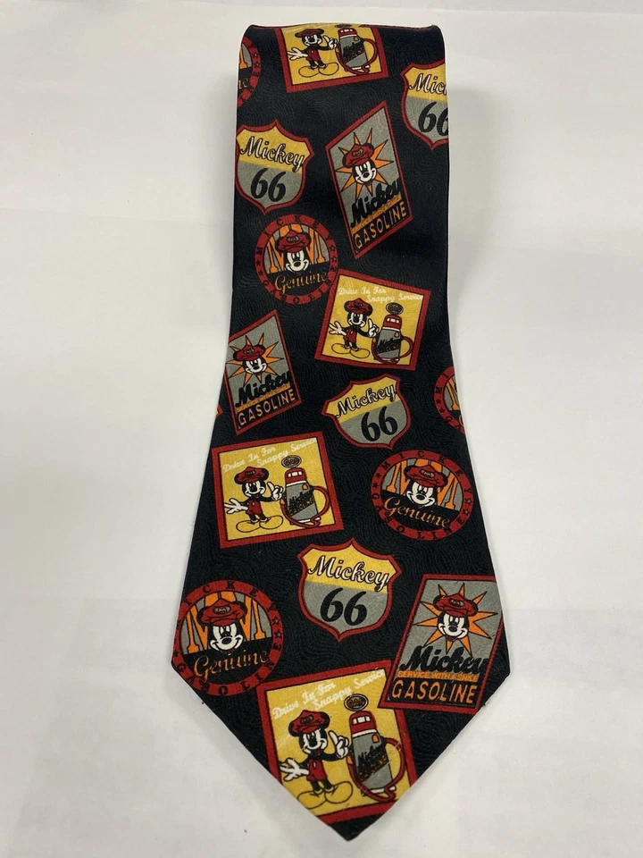 Винтажный галстук Mickey Unlimited Tie Gasoline Route 66 новинка Disney 90-е Americana - Изображение 3 из 4