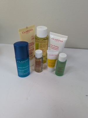 CLARINS 7 Piece-Cleanser, Toning Oil, Body Lotion, Fit, Restorative, Serum, Peel