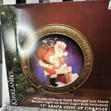 Kirkland’s 17”Santa light up charger /Antique gold iron stand Light Up Back