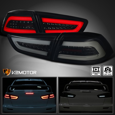 #ad Black Smoke Fits 2008 2017 Mitsubishi Lancer 08 15 EVO X LED Tail Lights Lamps $208.38