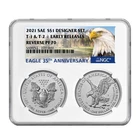 2021 Reverse Proof American Silver Eagle Designer 2pc Set NGC PF70 ER 35th