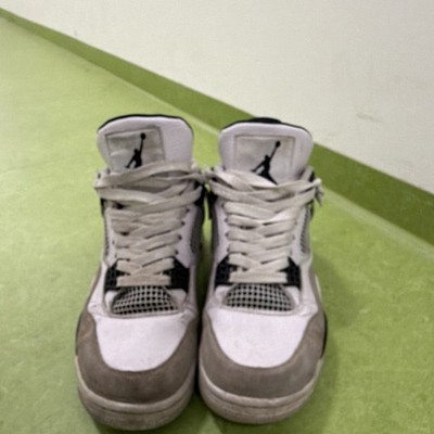 Jordan Air Jordan 4 Herren Sneaker Mid Top EU 42 Weiß/Grau/Schwarz Leder
