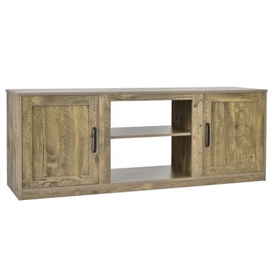 TV Stand Entertainment  58'' Console Center W/ 2 Cabinets for 65'' TV Natural