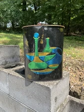 Vintage JL Clark Mod Art Trash Can Black Empoli Bottle Pitcher  MCM Free Ship