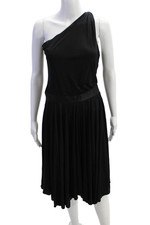 Dolce & Gabbana Womens One Shoulder Sleeveless A-Line Flare Dress Black Size 44