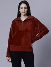 UNIVERSAL THREAD Women  s Burgundy Ribbed 1/4 Zip Pullover Size Small