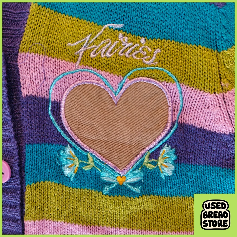 Lindo cárdigan suéter con capucha de hadas de Disney para niñas raras talla 6X multicolor a rayas Foto 2 de 4