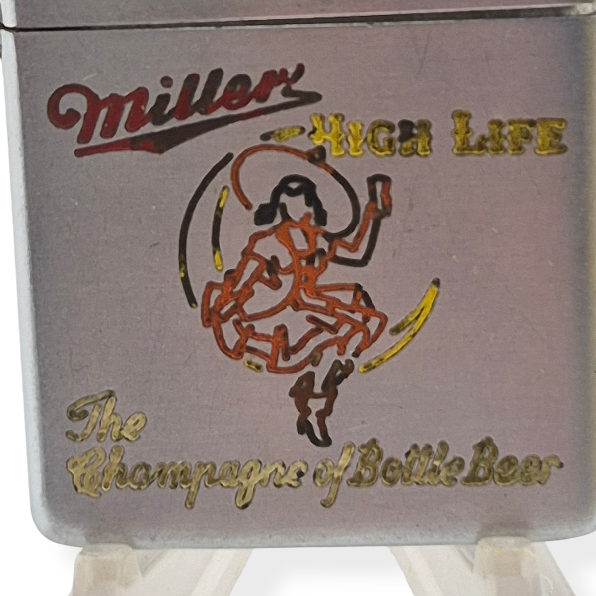 Vintage 1954 Zippo Lighter Miller High Life Beer Chicago Girl Moon