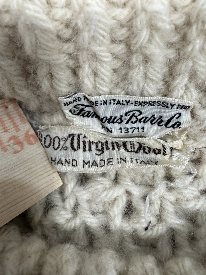 Suéter Crema Pescador Irlandés Tejido con Cable Barr Co. De Colección Famoso Lana Virgen M Foto 4 de 4