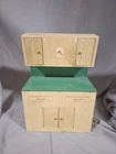 VTG 1950s Wolverine Tin Wood Look Kitchen Hutch~Green & Wood Tone~Cabinet~Toy