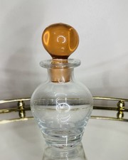 Lead Crystal Decanter Vase Perfume Bottle Amber Stopper,  Made in Hungary