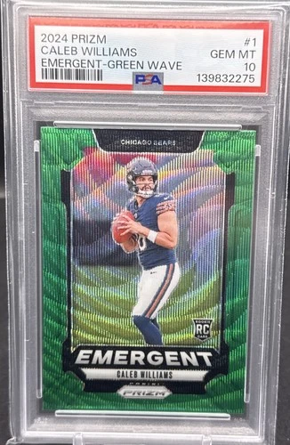 2024 Panini Prizm Caleb Williams RC #1 Emergent Green Wave PSA 10 Bears KK1