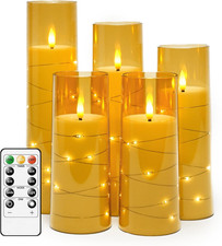 Flameless LED Candles with Timer 5 Pc Flickering Flameless Candles for Romantic