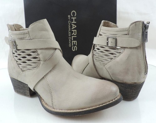 CHARLES by Charles David York Cutout Side Booties Taupe Washed Nubuck Size 6.5