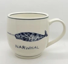 Anthropologie Molly Hatch Narwhal Coffee Mug Tea Cup Limited Edition RARE