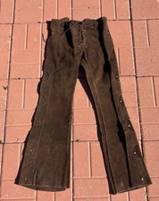 Vintage Suede Leather BellBottoms Around 29x32 (Check Measurement)