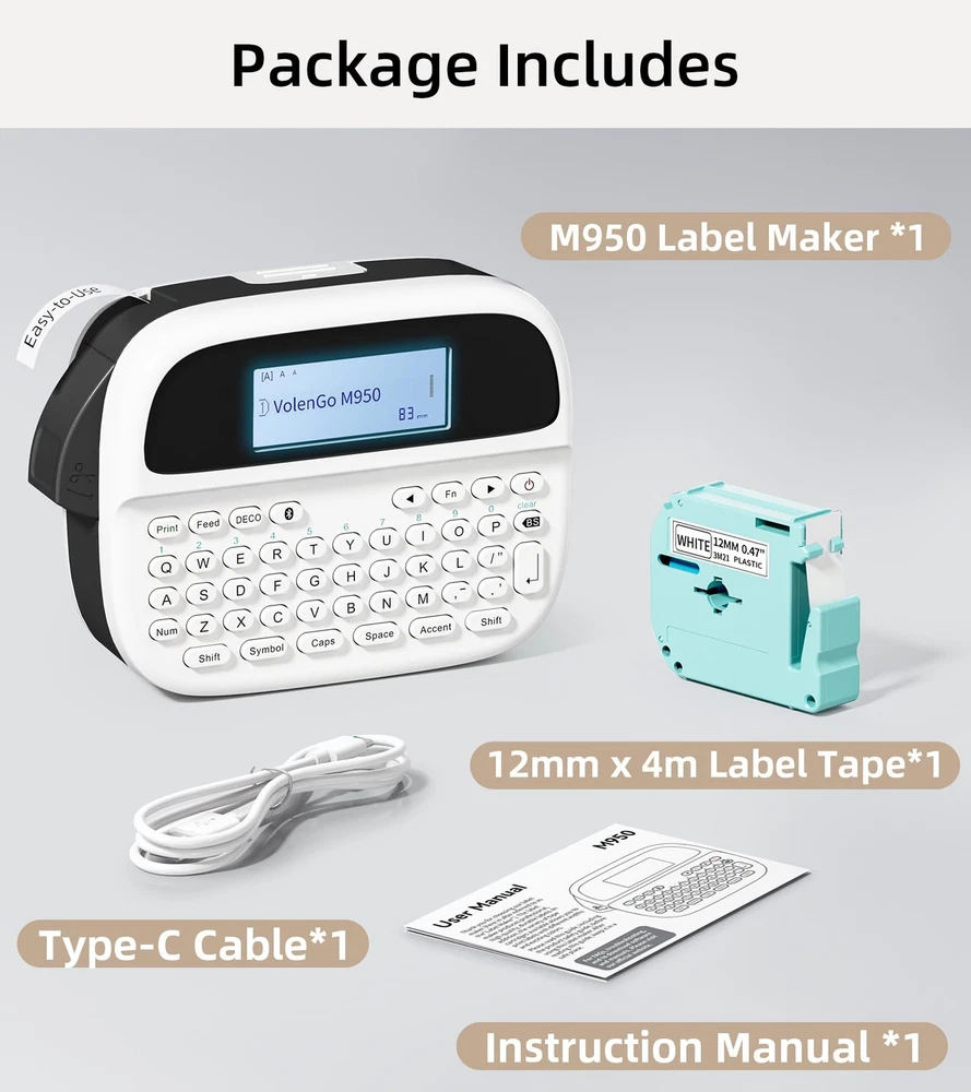 Portable Rechargeable Waterproof Label Maker Machine with Tape Included