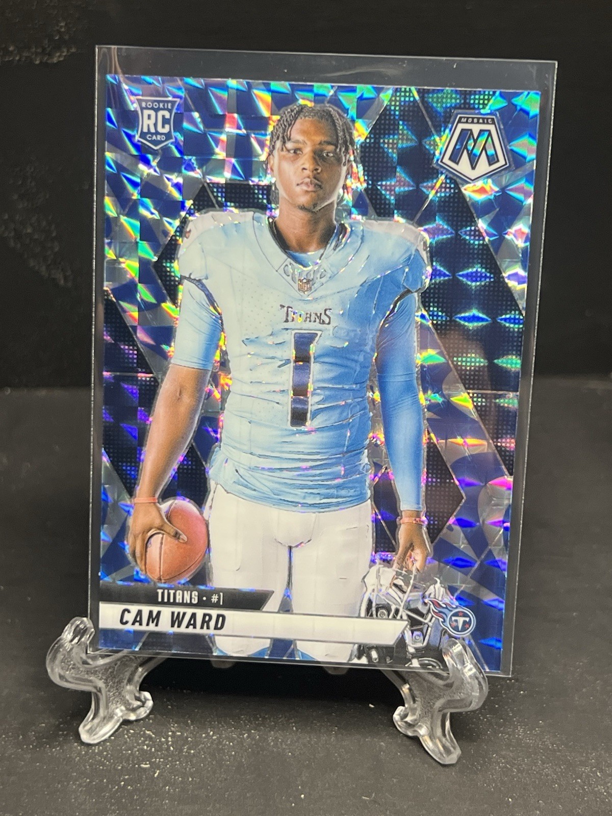 2025 Mosaic Cam Ward Rookie Variation Reactive Blue Mosaic Prizm #272